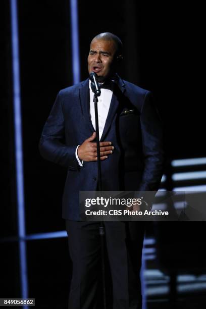 Christopher Jackson performs during the In Memoriam Tribute at the 69TH PRIMETIME EMMY AWARDS, LIVE from the Microsoft Theater in Los Angeles Sunday,...