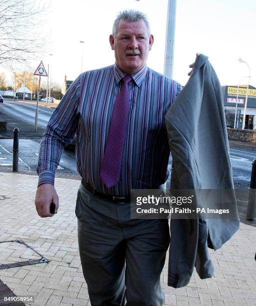 Former rugby international David Tweed arrives at Antrim court.