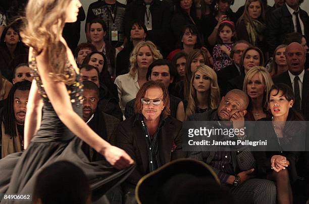 Athlete Steven Jackson, NFL athlete Brian Kelly, actor Mickey Rourke, actor Forest Whitaker and wife Keshia Whitaker attend Domenico Vacca Fall 2009...
