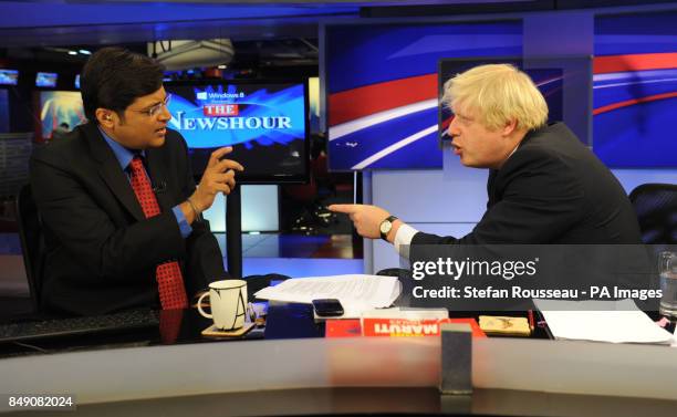 London mayor Boris Johnson talks to India's equivalent of David Letterman, Arnab Goswami. Goswami one of India's most prominent chat show hosts as he...