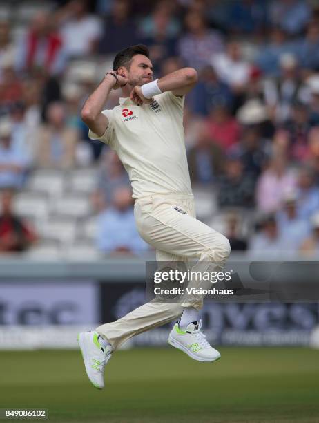 James Anderson of England during Day One of the 3rd Investec Test Match between England and West Indies at Lord's Cricket Ground on September 7, 2017...
