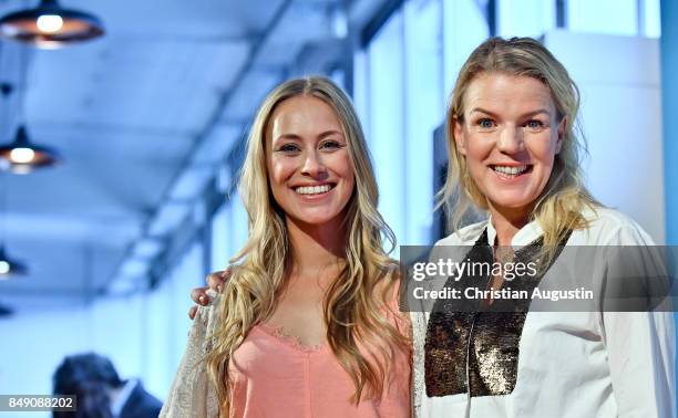 Sina Tkotsch and Mirja Boes attend "RTL -Serienreif" Press Talk and Photcall at Trend Kueche und Club on September 18, 2017 in Hamburg, Germany.