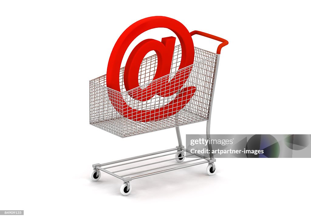 Shopping cart with @ sign
