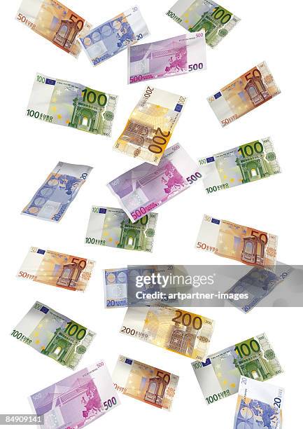 bildbanksillustrationer, clip art samt tecknat material och ikoner med money raining from the sky - eu valuta