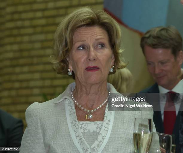 Queen Sonja of Norway attends the unveiling of the Norwegian Parliaments gift on the occasion of her 80th birthday on September 18, 2017 in Oslo,...