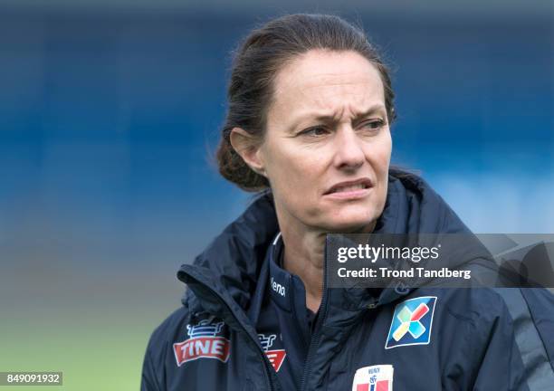 Physio Margareta Endresen of Norway during training session before FIFA 2018 World Cup Qualifier between Norway v Slovakia at Sarpsborg Stadion on...