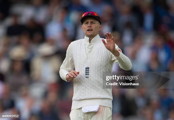 Joe Root of England during Day One of the 3rd Investec Test Match between England and West Indies at Lord's Cricket Ground on September 7, 2017 in...