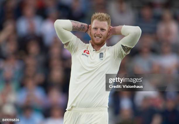 Ben Stokes of England during Day One of the 3rd Investec Test Match between England and West Indies at Lord's Cricket Ground on September 7, 2017 in...