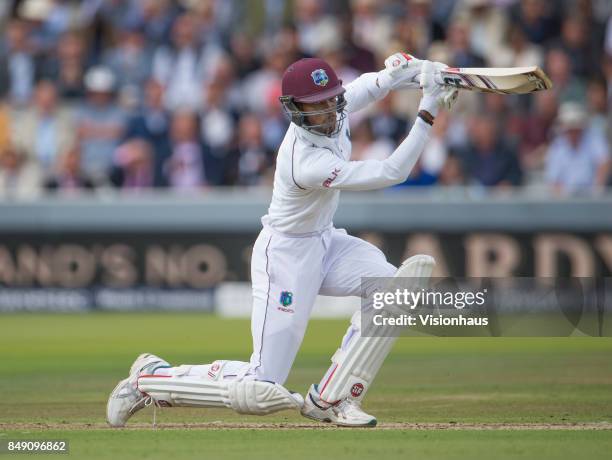 Roston Chase of West Indies during Day One of the 3rd Investec Test Match between England and West Indies at Lord's Cricket Ground on September 7,...