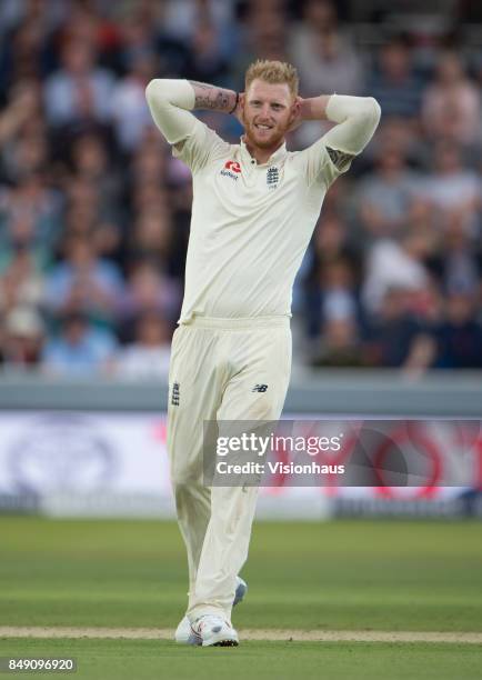 Ben Stokes of England during Day One of the 3rd Investec Test Match between England and West Indies at Lord's Cricket Ground on September 7, 2017 in...