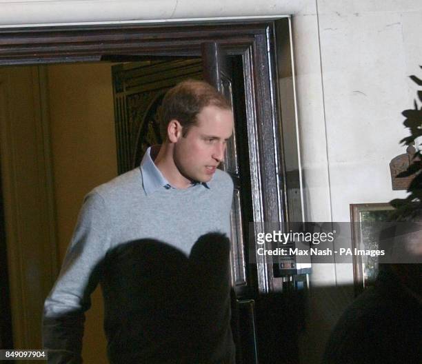Prince William leaves the King Edward VII hospital in central London where the Duchess of Cambridge has been admitted following the announcement that...