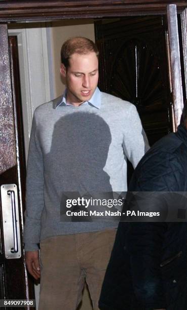 Prince William leaves the King Edward VII hospital in central London where the Duchess of Cambridge has been admitted following the announcement that...