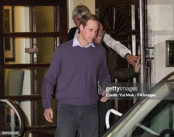 The Duke of Cambridge leaving King Edward VII Hospital in central London after visiting his wife, the Duchess of Cambridge, who has been admitted...