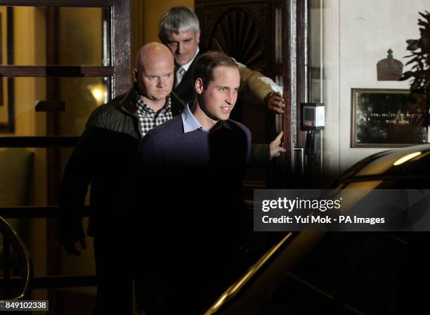 The Duke of Cambridge leaving King Edward VII Hospital in central London after visiting his wife, the Duchess of Cambridge, who has been admitted...