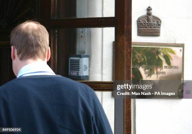 The Duke of Cambridge enters the King Edward VII hospital in London to visit his wife, the Duchess of Cambridge has been admitted with a severe form...