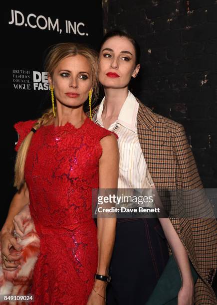 Laura Bailey and Erin O'Connor attend the BFC Vogue Fashion Fund and JD.COM cocktail party hosted by Caroline Rush and Xia Ding at the Mandrake Hotel...