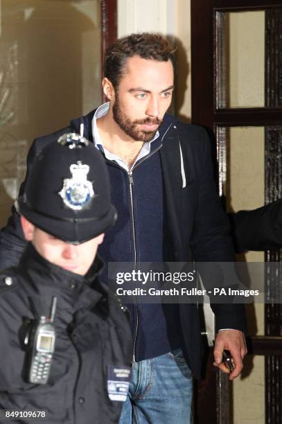 James Middleton leaves the King Edward VII hospital in London after visiting his sister, the Duchess of Cambridge, who was admitted to the hospital...