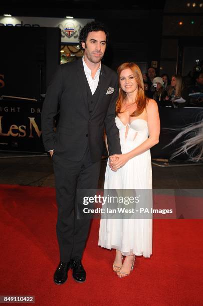 Sacha Baron Cohen and Isla Fisher arrives at the premiere of Les Miserables at the Empire Leicester Square, London, UK