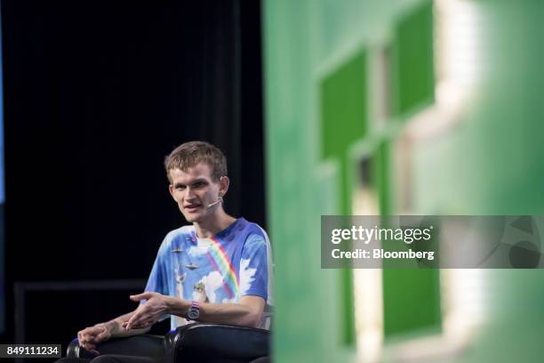 Vitalik Buterin, co-founder of Ethereum Foundation and Bitcoin Magazine, speaks during the TechCrunch Disrupt 2017 in San Francisco, California,...