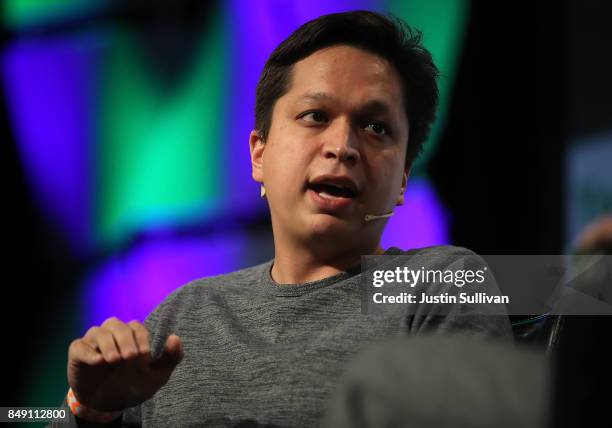 Pinterest CEO Ben Silbermann speaks in conversation with Matthew Lynley of TechCrunch during the TechCrunch Disrupt SF 2017 on September 18, 2017 in...