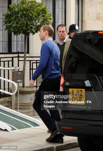 The Duke of Cambridge arrives at the King Edward VII hospital in London where the Duchess of Cambridge has been admitted with severe morning sickness.