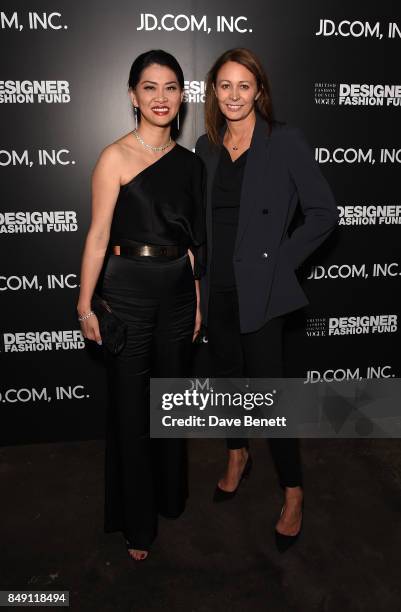 Xia Ding and Caroline Rush attend the BFC Vogue Fashion Fund and JD.COM cocktail party hosted by Caroline Rush and Xia Ding at the Mandrake Hotel on...