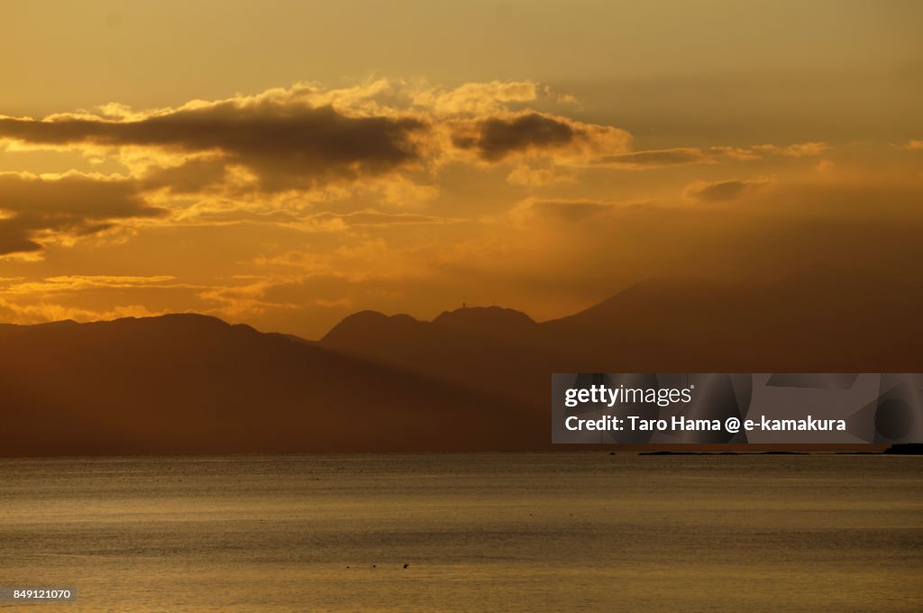 Sunset clouds on Mt. Hakone and Sagami Bay