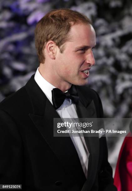 The Duke of Cambridge arrives at the Winter Whites Gala held at the Royal Albert Hall, London.