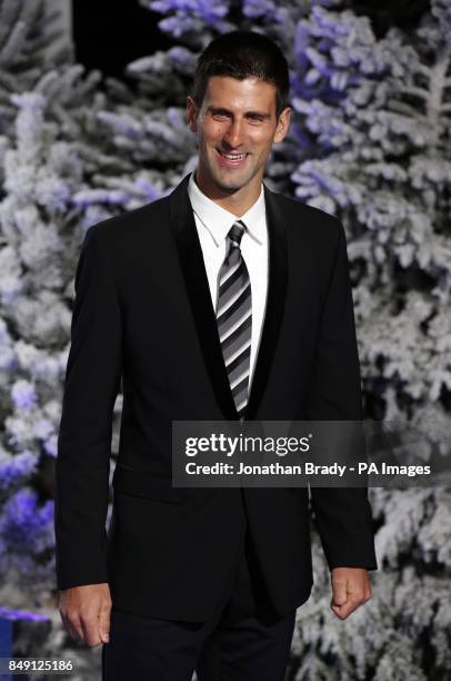 Novak Djokovic arrives at the Winter Whites Gala held at the Royal Albert Hall, London.