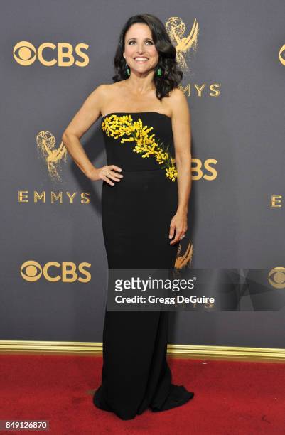 Julia Louis-Dreyfus arrives at the 69th Annual Primetime Emmy Awards at Microsoft Theater on September 17, 2017 in Los Angeles, California.