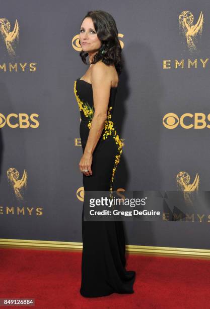 Julia Louis-Dreyfus arrives at the 69th Annual Primetime Emmy Awards at Microsoft Theater on September 17, 2017 in Los Angeles, California.