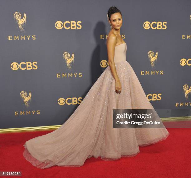 Thandie Newton arrives at the 69th Annual Primetime Emmy Awards at Microsoft Theater on September 17, 2017 in Los Angeles, California.