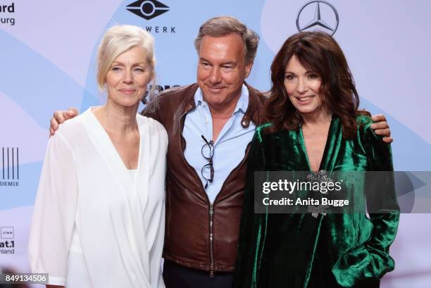 Marika George, Nico Hofmann and Iris Berben attend the 'First Steps Awards 2017' at Stage Theater on September 18, 2017 in Berlin, Germany.