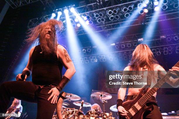 Photo of AMON AMARTH and Johan HEGG and Ted LUNDSTROM, Johan Hegg and Ted Lundstrom performing on stage