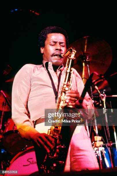 Photo of WEATHER REPORT and Wayne SHORTER, Saxophone player Wayne Shorter performing on stage
