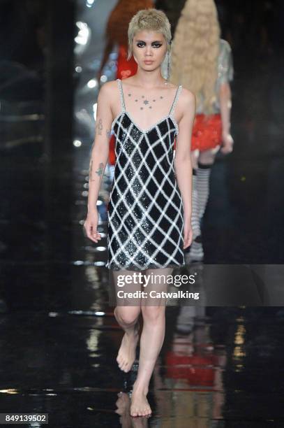 Model walks the runway at the Ashish Spring Summer 2018 fashion show during London Fashion Week on September 18, 2017 in London, United Kingdom.