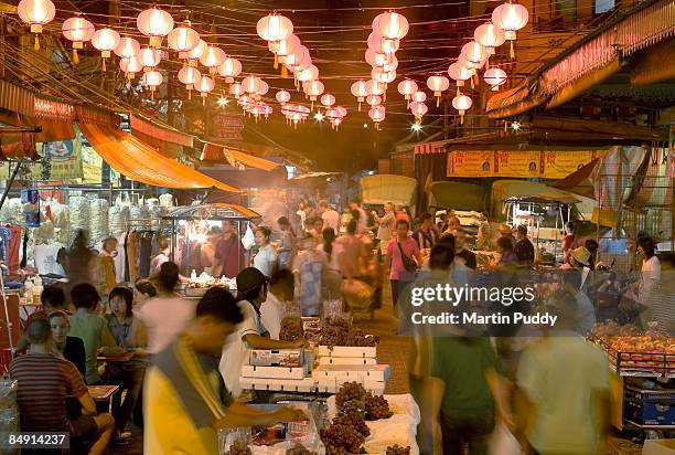 night market in bangkok's china town - thailand illumination festival bildbanksfoton och bilder