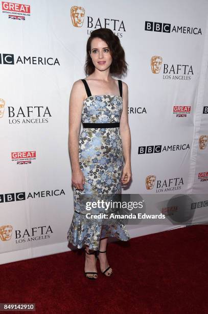 Actress Claire Foy arrives at the BBC America BAFTA Los Angeles TV Tea Party 2017 at The Beverly Hilton Hotel on September 16, 2017 in Beverly Hills,...