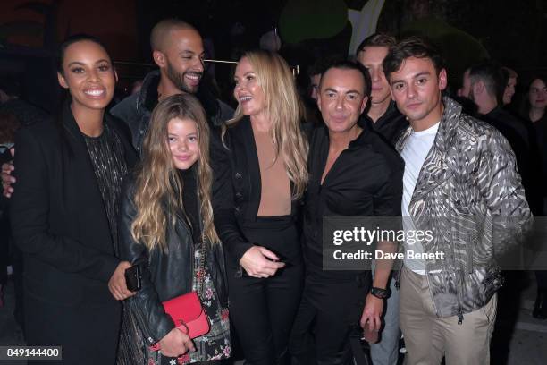 Dustin Lance Black,Tom Daly, Marvin Humes, Rochelle Humes, Amanda Holden, Lexi Hughes with Designer Julien Macdonald backstage at the Julien...