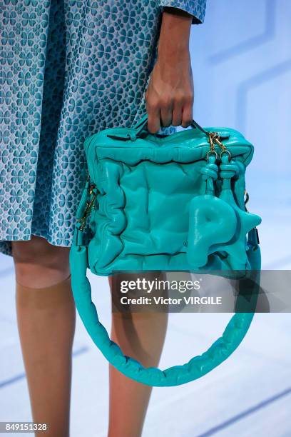 Model walks the runway at the Anya Hindmarch Ready to Wear Spring/Summer 2018 fashion show during London Fashion Week September 2017 on September 17,...