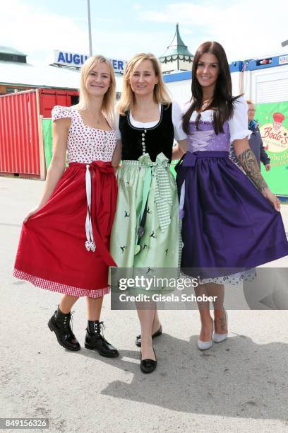 Elena Rudy, wife of FC Bayern soccer player Sebastian Rudy, Katharina Lukas, Dirndl fashion designer of Schatzi Dirndl and Lina Meyer, girlfriend of...