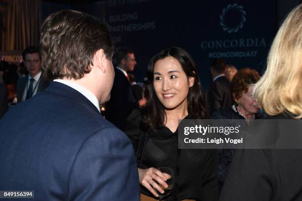 Guests attend the cocktail reception at The 2017 Concordia Annual Summit at Grand Hyatt New York on September 18, 2017 in New York City.