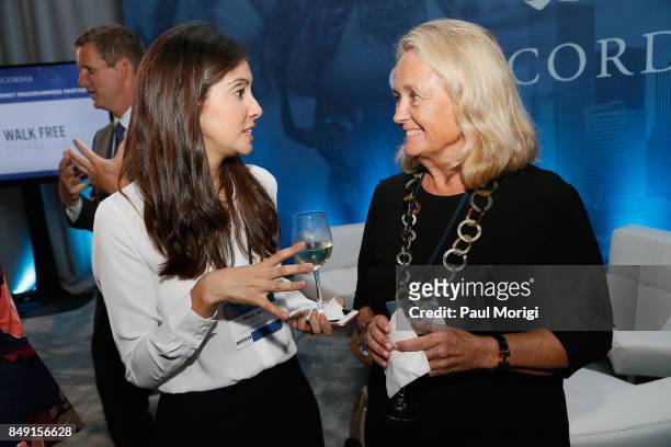 Teri Ardleigh Swift and guests attend the cocktail reception at The 2017 Concordia Annual Summit at Grand Hyatt New York on September 18, 2017 in New...