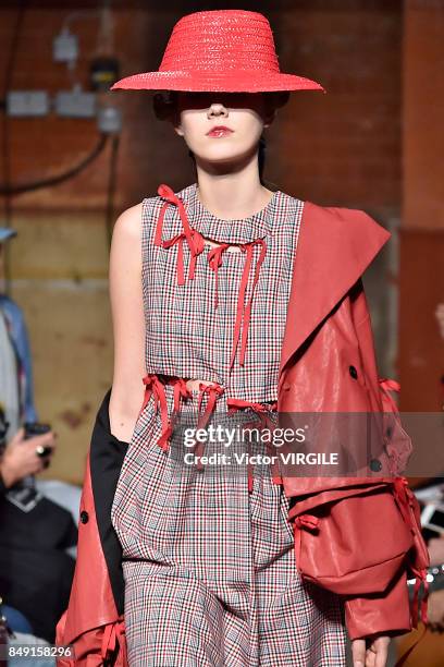 Model walks the runway at the Alexandra Moura Ready to Wear Spring/Summer 2018 fashion show during London Fashion Week September 2017 on September...