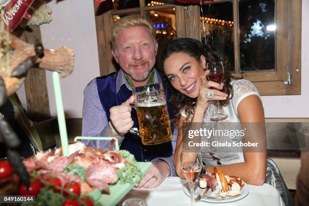 Boris Becker and his wife Lilly Becker during the Oktoberfest at Theresienwiese on September 18, 2017 in Munich, Germany.