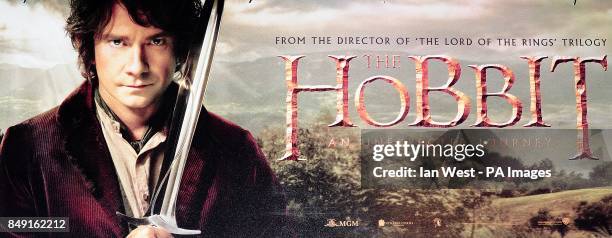 General View of The Hobbit: An Unexpected Journey poster at the Odeon Leicester Square, London.