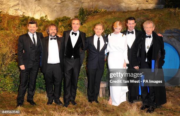 Cast including Cate Blanchett, Sir Ian McKellen, Martin Freeman, James Nesbitt, Andy Serkis and Richard Armitage with Perter Jackson arriving for the...