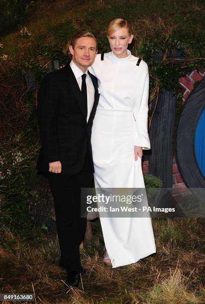 Martin Freeman and Cate Blanchett arriving for the UK Premiere of The Hobbit: An Unexpected Journey at the Odeon Leicester Square, London.