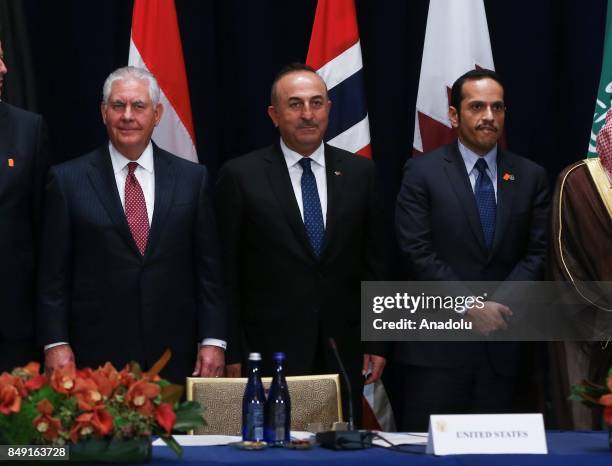 Turkish Foreign Minister Mevlut Cavusoglu, US Secretary of State Rex Tillerson, Qatari Minister of Foreign Affairs Mohammed bin Abdulrahman Al Thani...