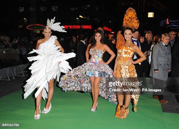 Junk Kouture models arriving for the UK Premiere of The Hobbit: An Unexpected Journey at the Odeon Leicester Square, London.